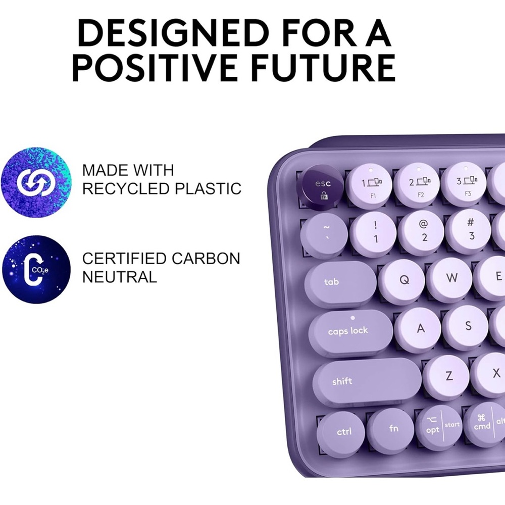 Logitech Purple Wireless Retro Round-Key Keyboard - Picture 8 of 11